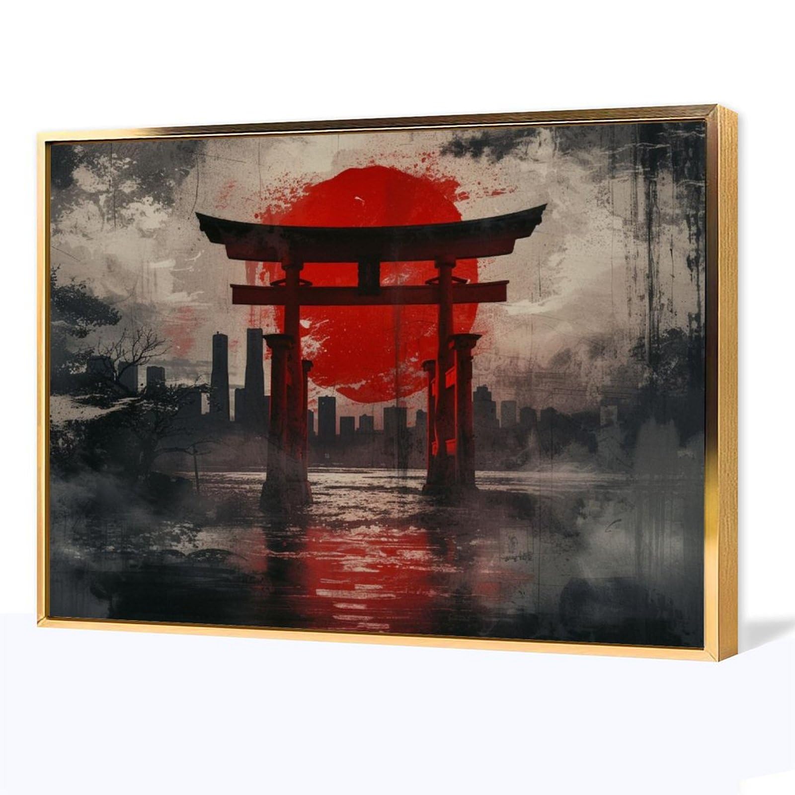 Amazon.co.jp: 絵画 神社鳥居 アートパネル ポスター 古代寺院 油絵